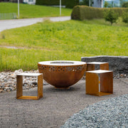 Feuerschale mit Grillring Ornament 100, Edelrost