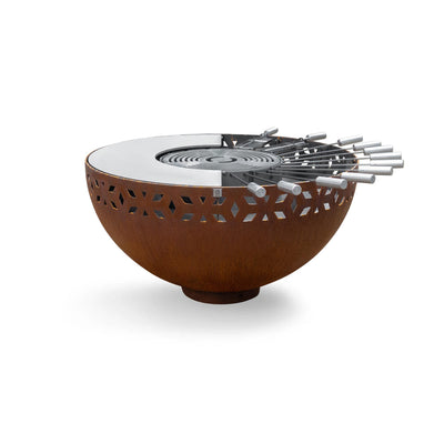 Feuerschale mit Grillring Ornament 100, Edelrost