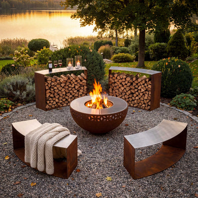 Feuerstelle mit Creasteel Feuerschale